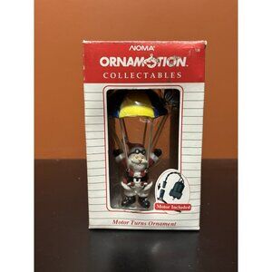 Vintage 1989 NOMA Motion Moving Ornament Parachute Skydiving Santa Works